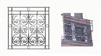 Balustrad, utsmyckad räcke i gjutjärn