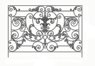 Balustrad, utsmyckad räcke i gjutjärn