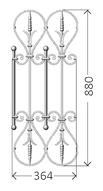 Balustrad, utsmyckad räcke i gjutjärn