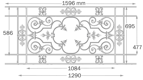 Balustrad, utsmyckad räcke i gjutjärn