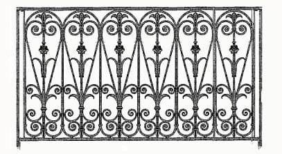 Balustrad, utsmyckad räcke i gjutjärn