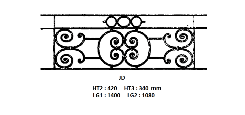 Balkongräcke, gjutjärn — ref JD